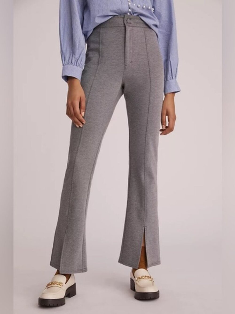 Maeve Gray Seamed Flare Pants